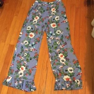 H&M high waisted wide leg blue floral pants